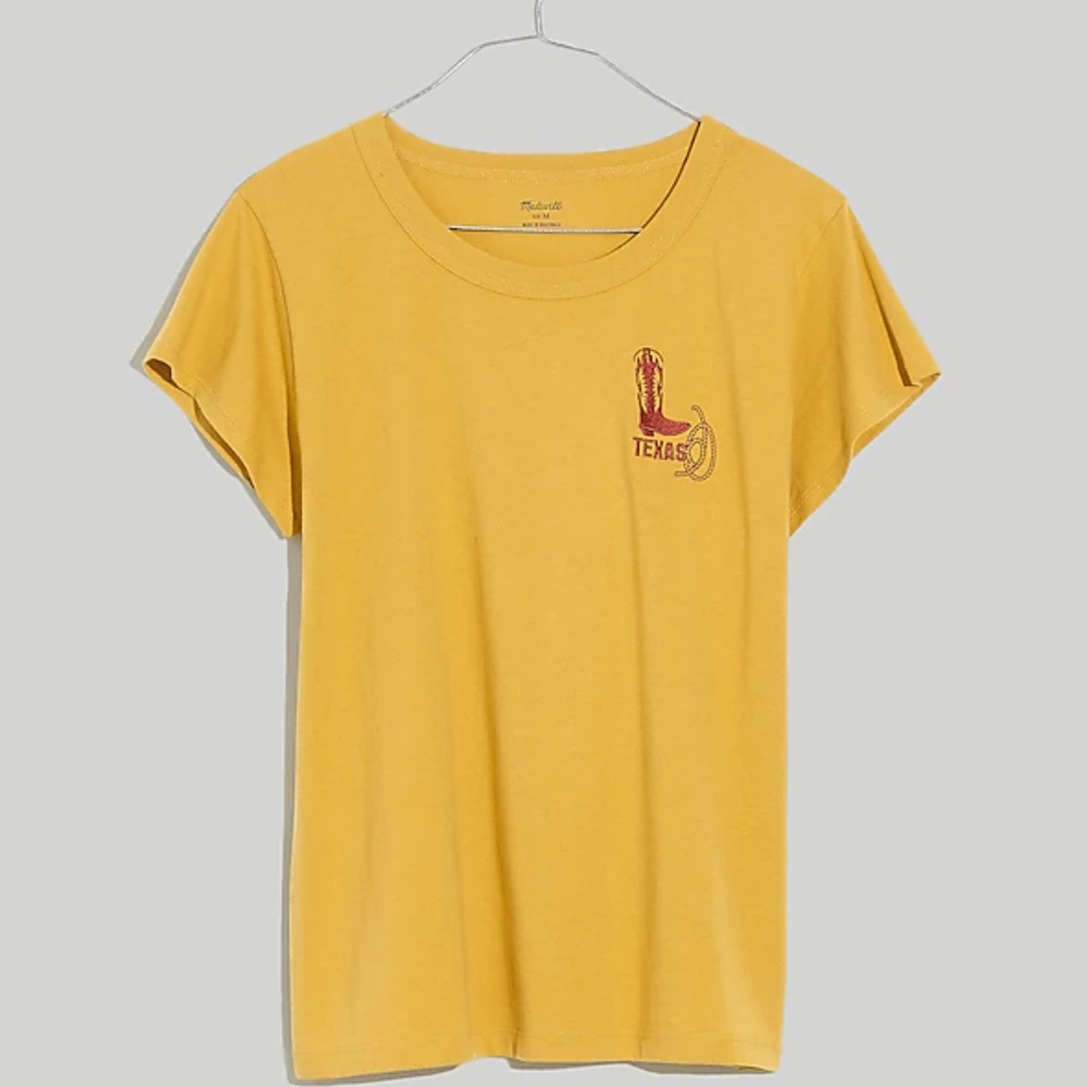 New Tags Madewell x Made Some Souvenirs “Texas” Embroidered Tee Small Cropped